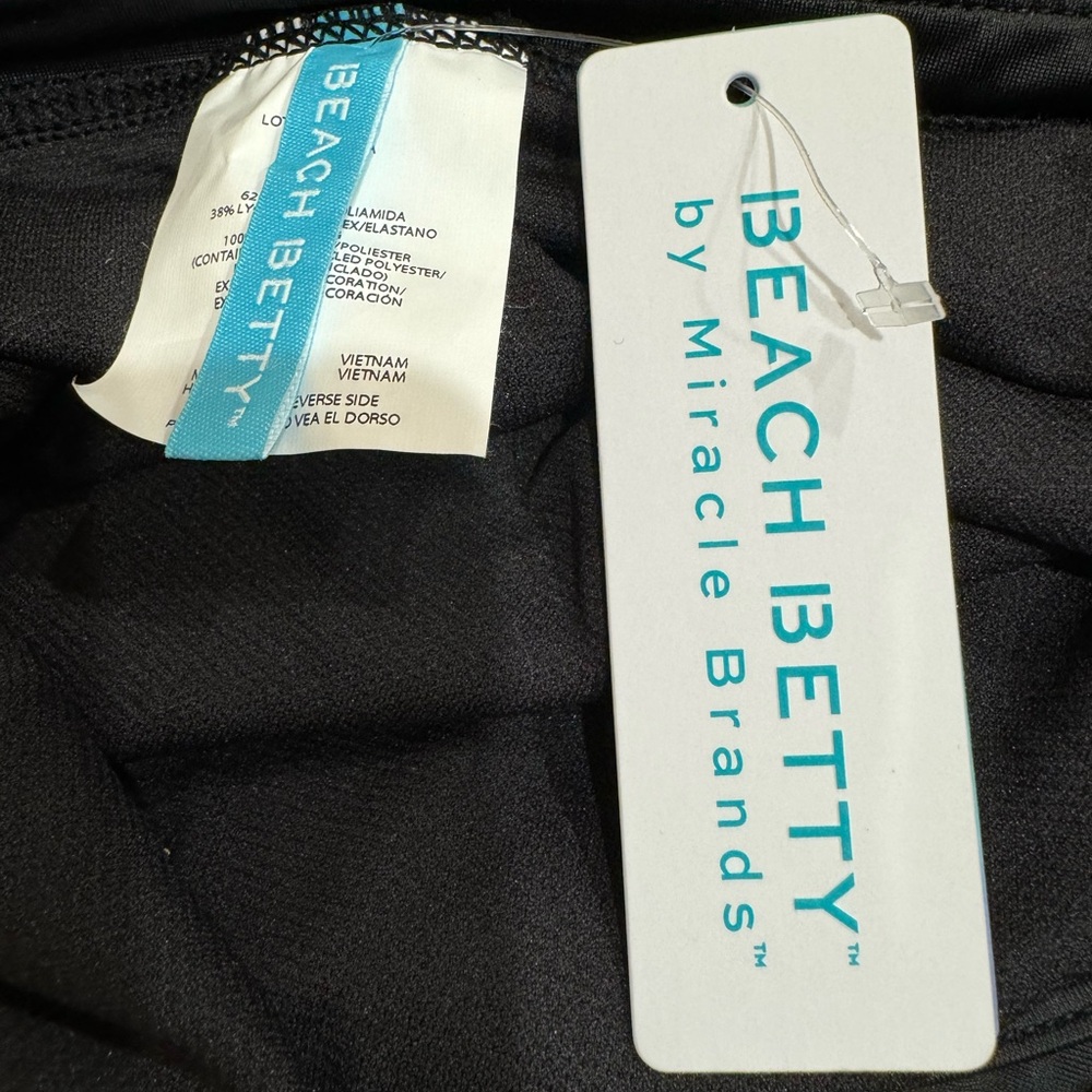 BEACH BETTY by Miracle Brands Black High Waist Size Large Bikini Swim Bottoms - Picture 7 of 8